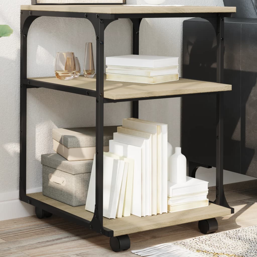 Printerkastje 3-laags 43x48x64 cm bewerkt hout sonoma eiken is nu te koop bij PeponiXL, paradijselijk wonen!