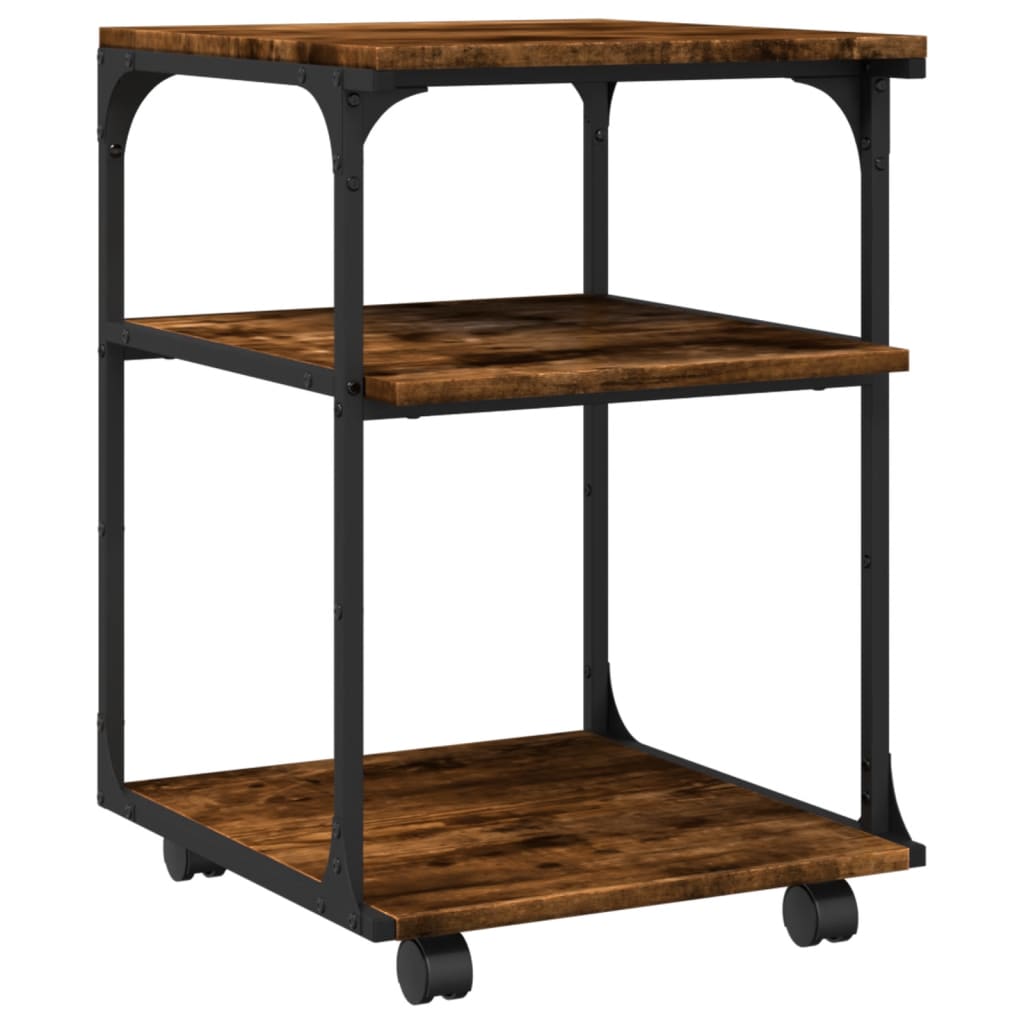 Printerkastje 3-laags 43x48x64 cm bewerkt hout gerookt eiken is nu te koop bij PeponiXL, paradijselijk wonen!