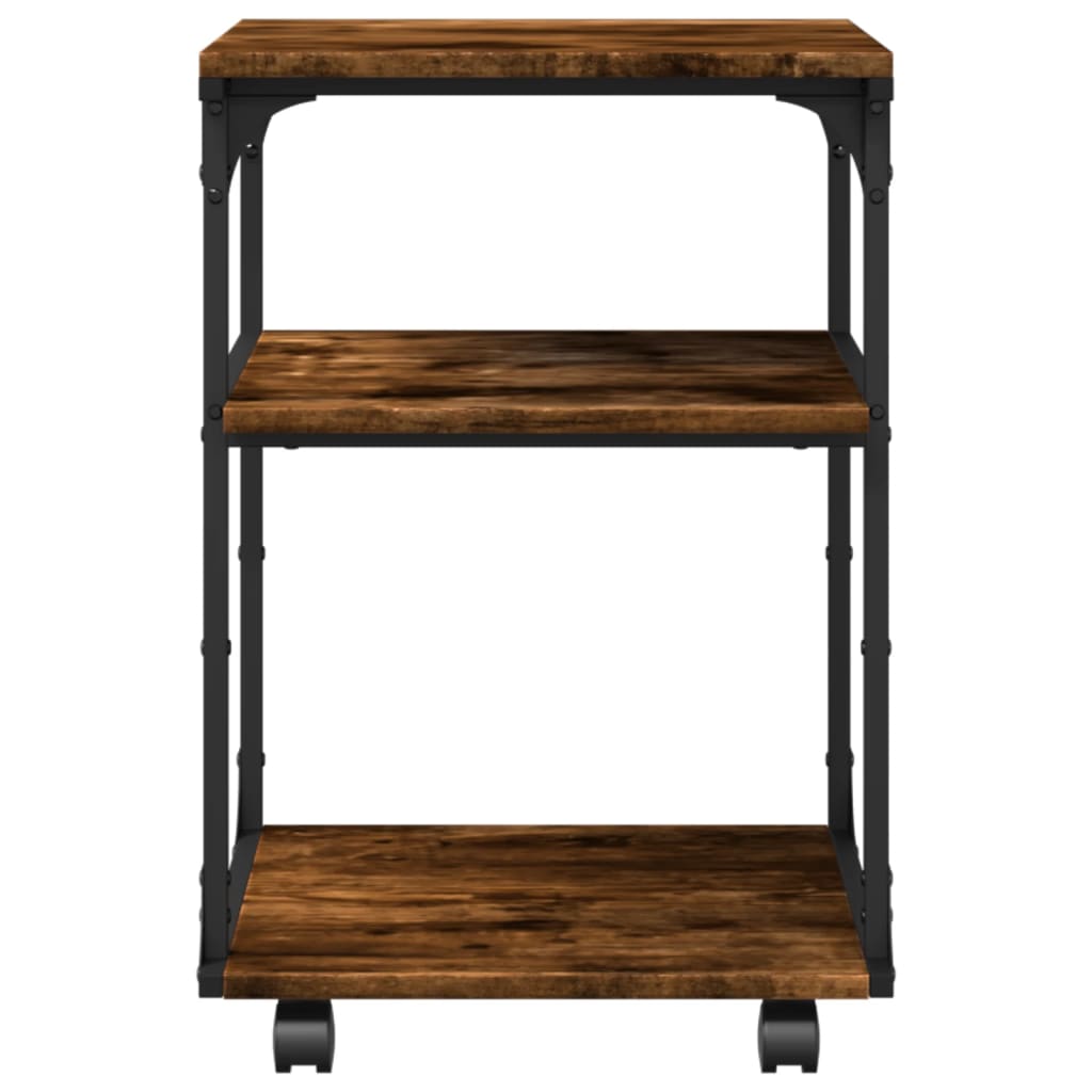 Printerkastje 3-laags 43x48x64 cm bewerkt hout gerookt eiken is nu te koop bij PeponiXL, paradijselijk wonen!