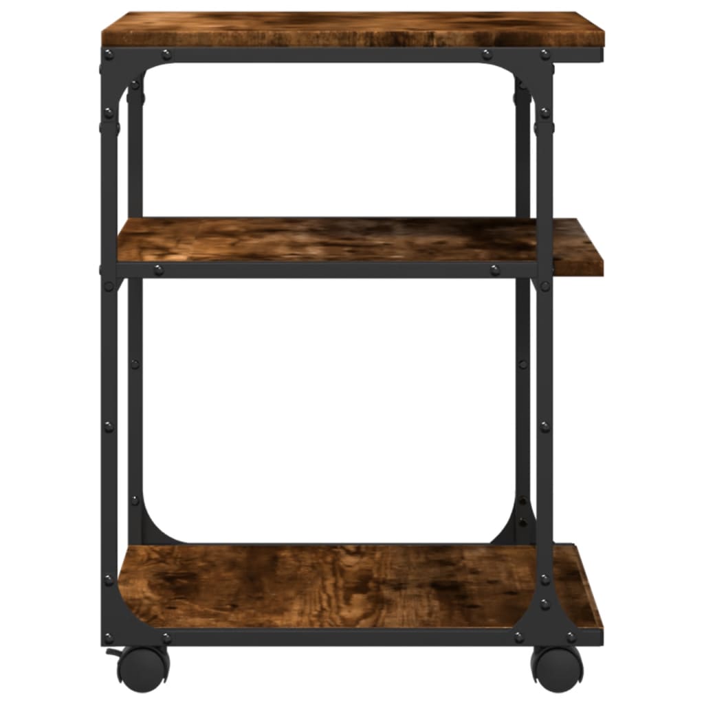 Printerkastje 3-laags 43x48x64 cm bewerkt hout gerookt eiken is nu te koop bij PeponiXL, paradijselijk wonen!