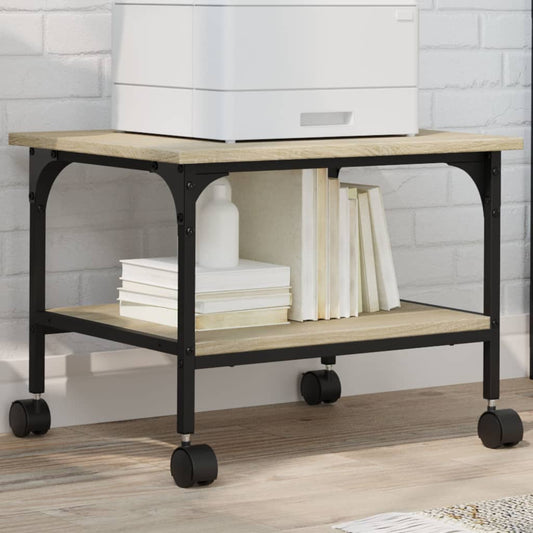 Printerkastje 2-laags 50x40x38 cm bewerkt hout sonoma eiken is nu te koop bij PeponiXL, paradijselijk wonen!