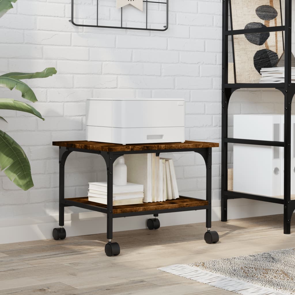 Printerkastje 2-laags 50x40x38 cm bewerkt hout gerookt eiken is nu te koop bij PeponiXL, paradijselijk wonen!