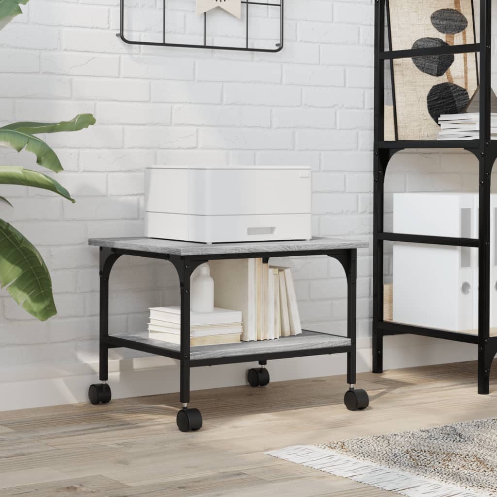 Printerkastje 2-laags 50x40x38 cm bewerkt hout grijs sonoma is nu te koop bij PeponiXL, paradijselijk wonen!