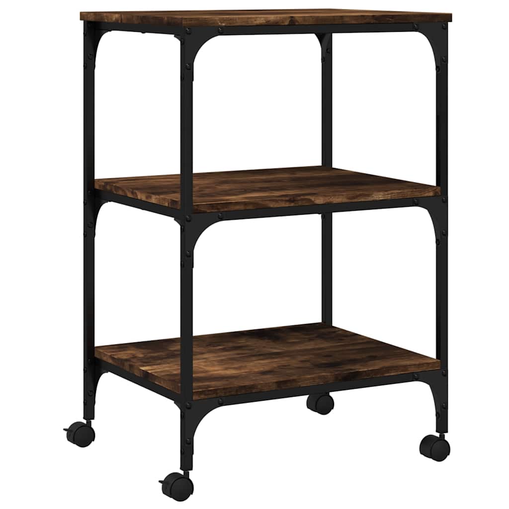 Printerkastje 3-laags 50x41x75 cm bewerkt hout gerookt eiken is nu te koop bij PeponiXL, paradijselijk wonen!