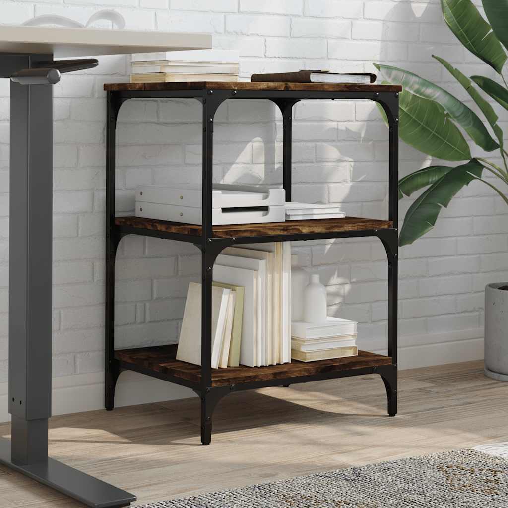 Printerkastje 3-laags 50x41x75 cm bewerkt hout gerookt eiken is nu te koop bij PeponiXL, paradijselijk wonen!