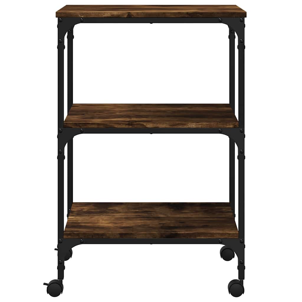Printerkastje 3-laags 50x41x75 cm bewerkt hout gerookt eiken is nu te koop bij PeponiXL, paradijselijk wonen!