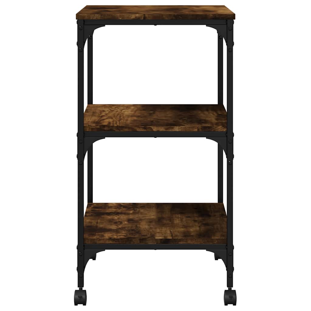 Printerkastje 3-laags 50x41x75 cm bewerkt hout gerookt eiken is nu te koop bij PeponiXL, paradijselijk wonen!