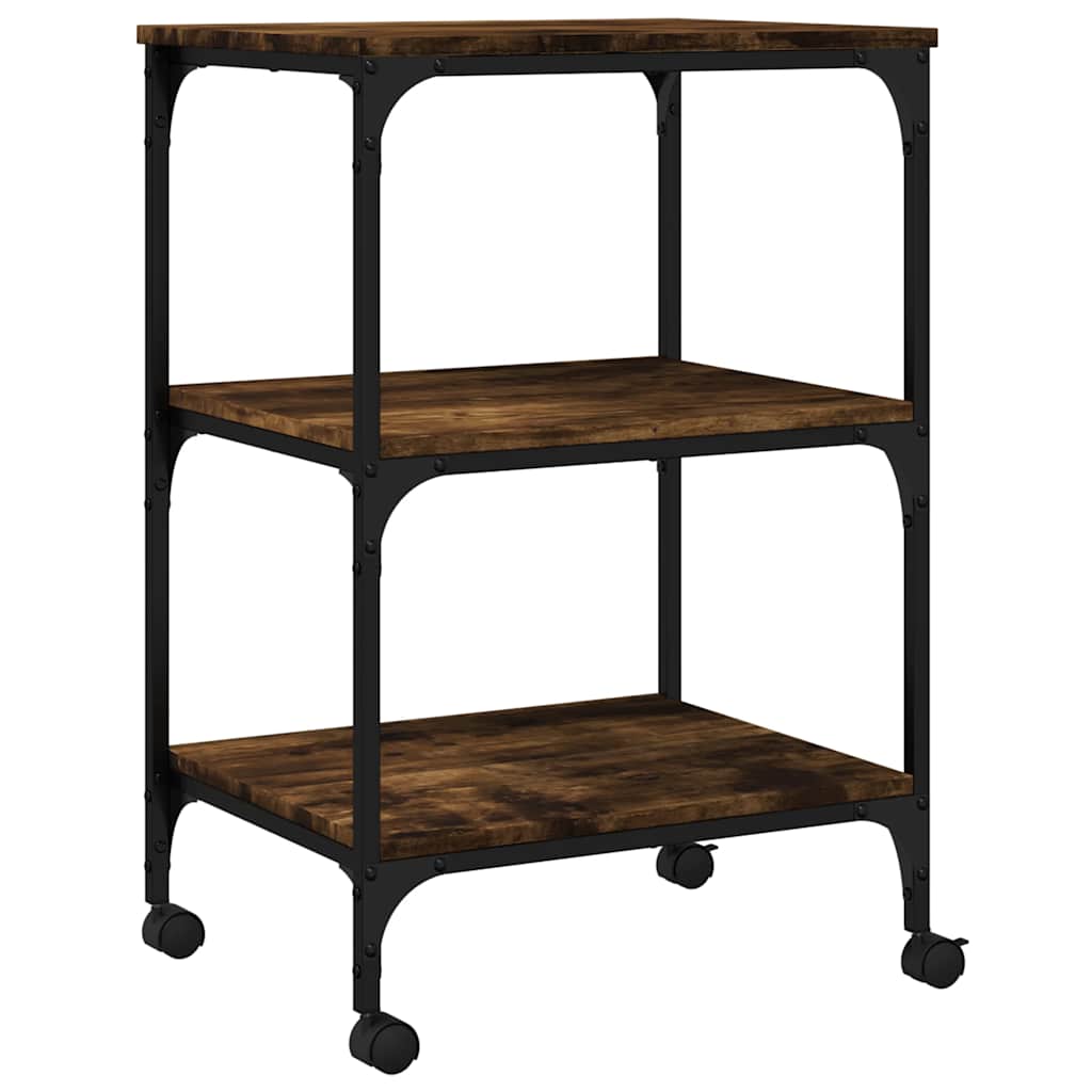 Printerkastje 3-laags 50x41x75 cm bewerkt hout gerookt eiken is nu te koop bij PeponiXL, paradijselijk wonen!