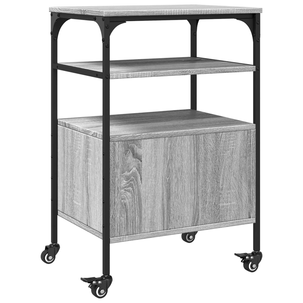 Printerkastje 3-laags 50x40x76 cm bewerkt hout grijs sonoma is nu te koop bij PeponiXL, paradijselijk wonen!