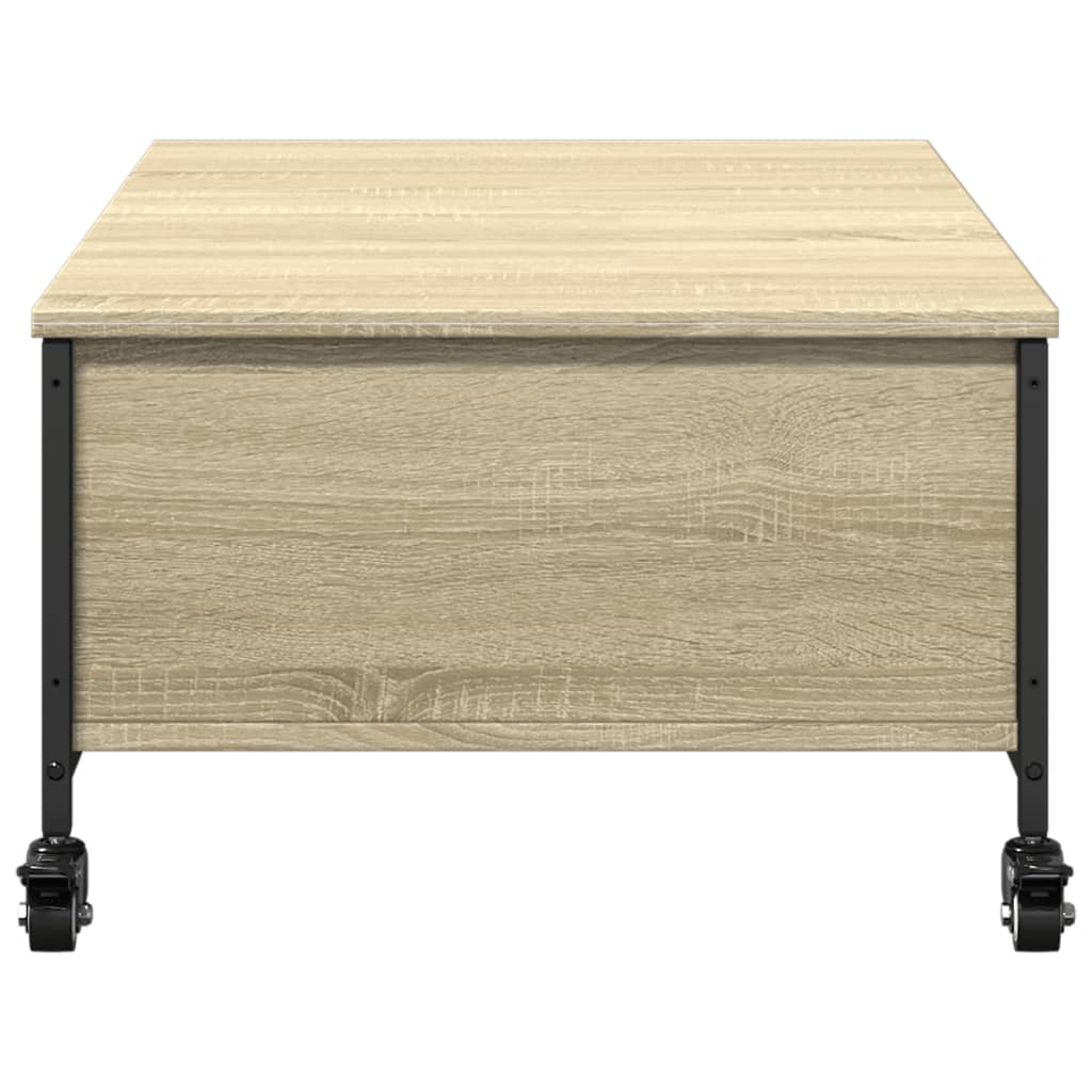 Salontafel met wielen 91x55x34 cm bewerkt hout sonoma eiken is nu te koop bij PeponiXL, paradijselijk wonen!