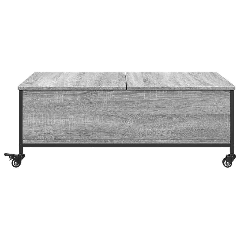 Salontafel met wielen 91x55x34 cm bewerkt hout grijs sonoma is nu te koop bij PeponiXL, paradijselijk wonen!