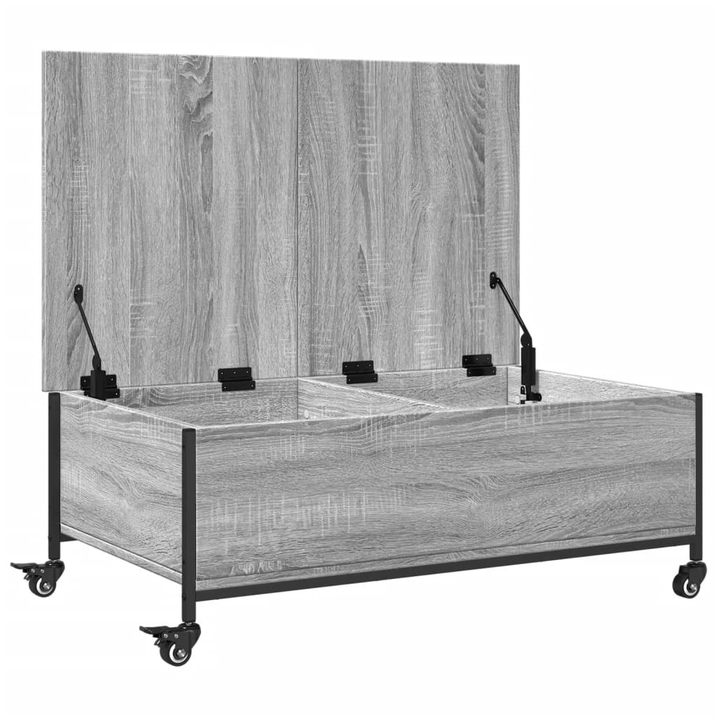Salontafel met wielen 91x55x34 cm bewerkt hout grijs sonoma is nu te koop bij PeponiXL, paradijselijk wonen!