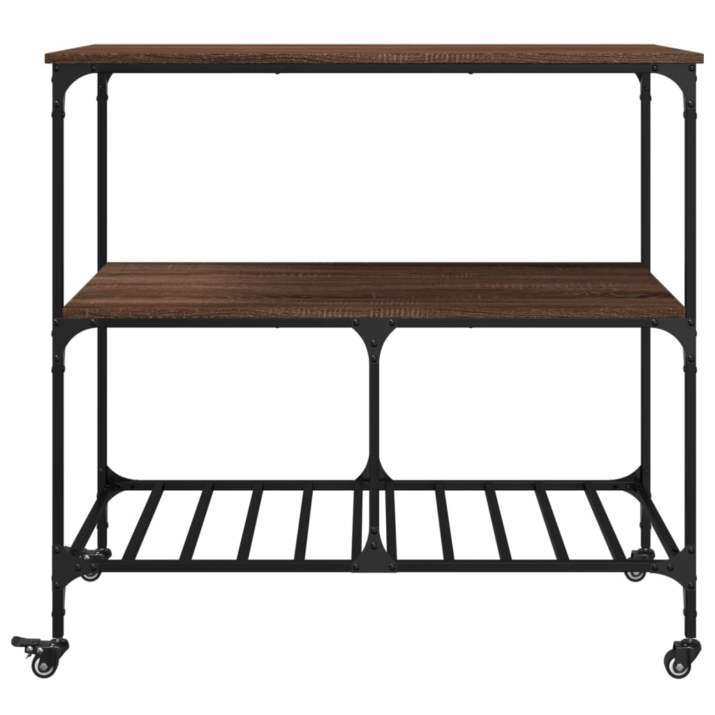 Keukentrolley 100x50x95 cm bewerkt hout bruin eikenkleurig is nu te koop bij PeponiXL, paradijselijk wonen!