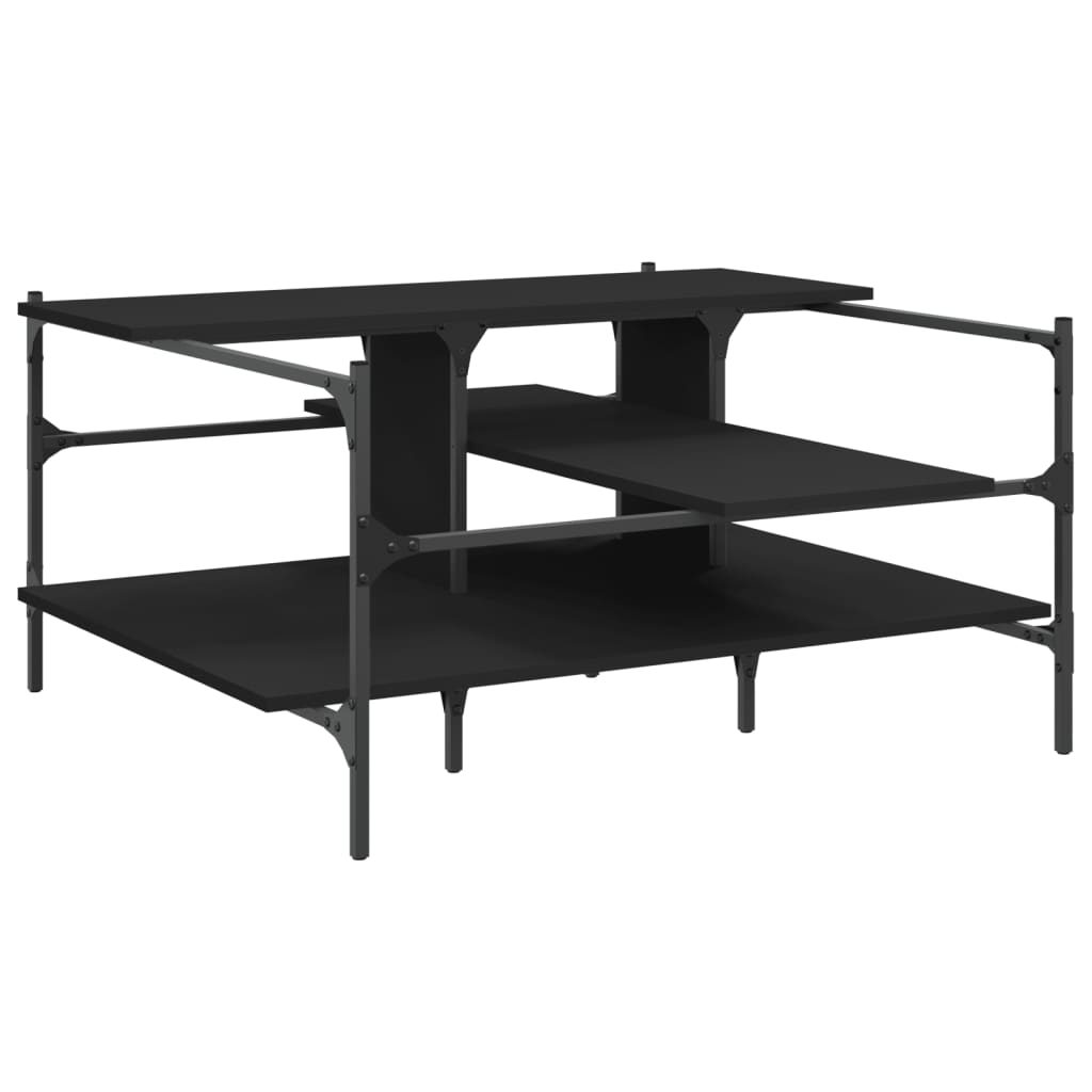 Salontafel 100x100x48,5 cm bewerkt hout zwart is nu te koop bij PeponiXL, paradijselijk wonen!