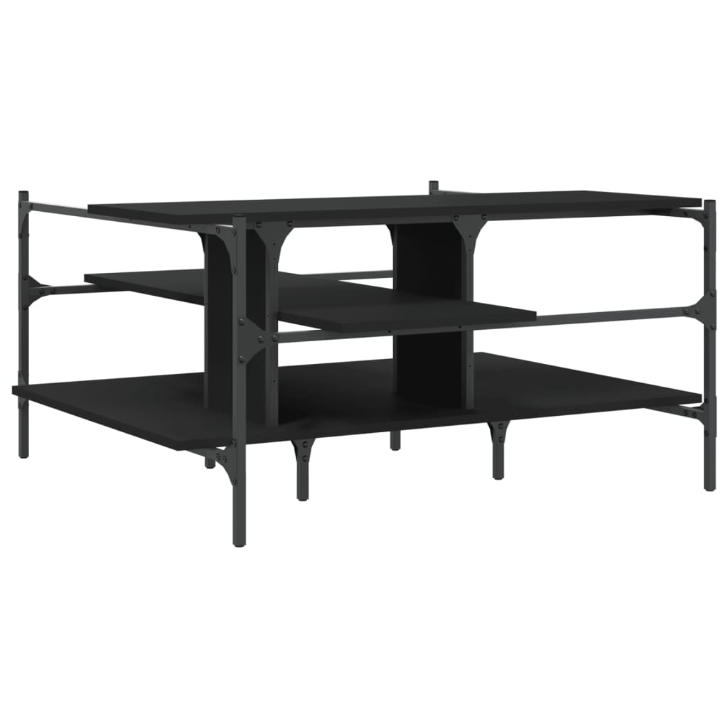 Salontafel 100x100x48,5 cm bewerkt hout zwart is nu te koop bij PeponiXL, paradijselijk wonen!