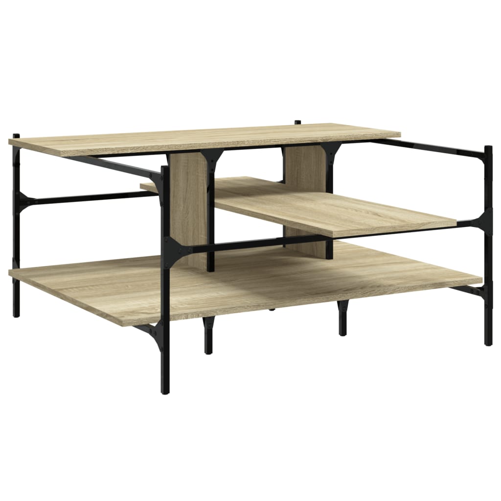 Salontafel 100x100x48,5 cm bewerkt hout sonoma eikenkleurig is nu te koop bij PeponiXL, paradijselijk wonen!