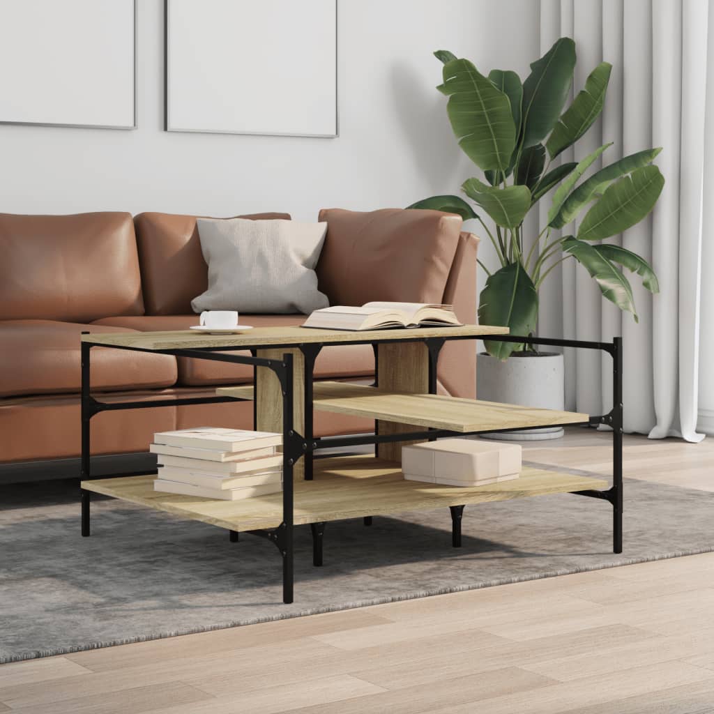 Salontafel 100x100x48,5 cm bewerkt hout sonoma eikenkleurig is nu te koop bij PeponiXL, paradijselijk wonen!