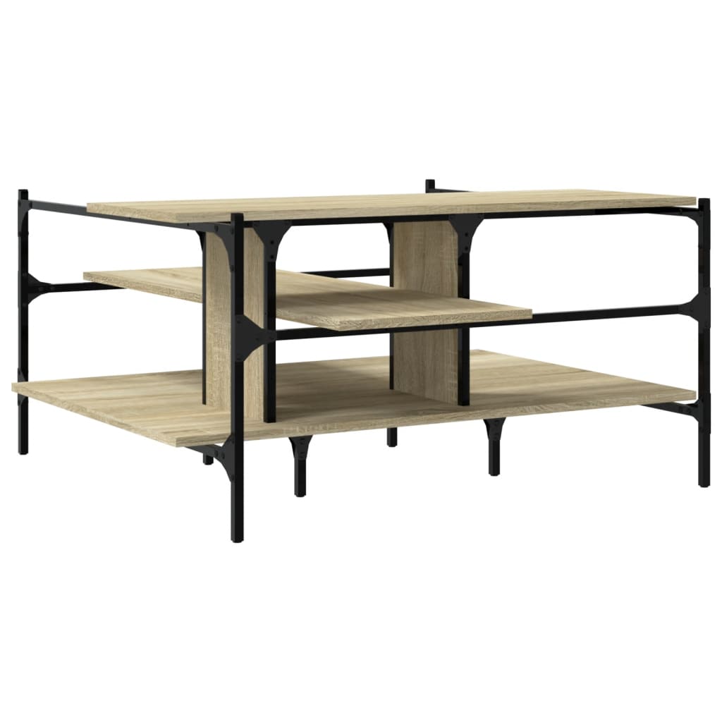 Salontafel 100x100x48,5 cm bewerkt hout sonoma eikenkleurig is nu te koop bij PeponiXL, paradijselijk wonen!