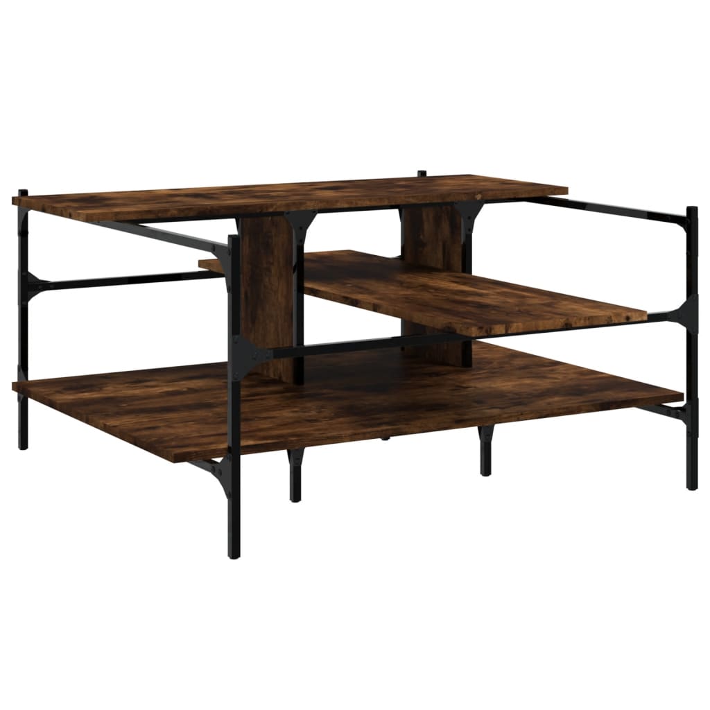 Salontafel 100x100x48,5 cm bewerkt hout gerookt eikenkleurig is nu te koop bij PeponiXL, paradijselijk wonen!