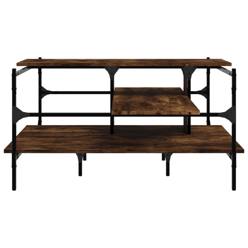 Salontafel 100x100x48,5 cm bewerkt hout gerookt eikenkleurig is nu te koop bij PeponiXL, paradijselijk wonen!