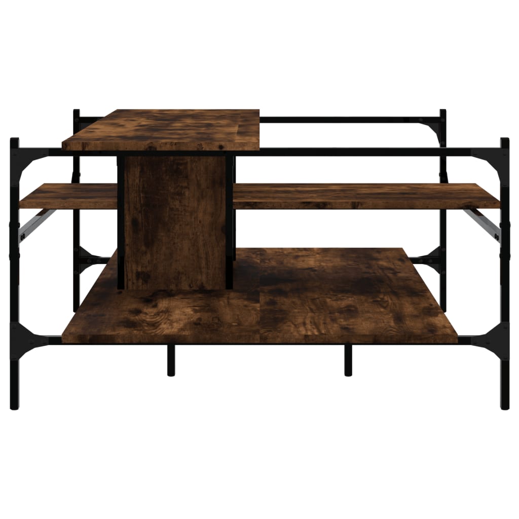 Salontafel 100x100x48,5 cm bewerkt hout gerookt eikenkleurig is nu te koop bij PeponiXL, paradijselijk wonen!