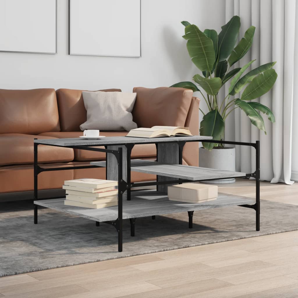 Salontafel 100x100x48,5 cm bewerkt hout grijs sonoma is nu te koop bij PeponiXL, paradijselijk wonen!