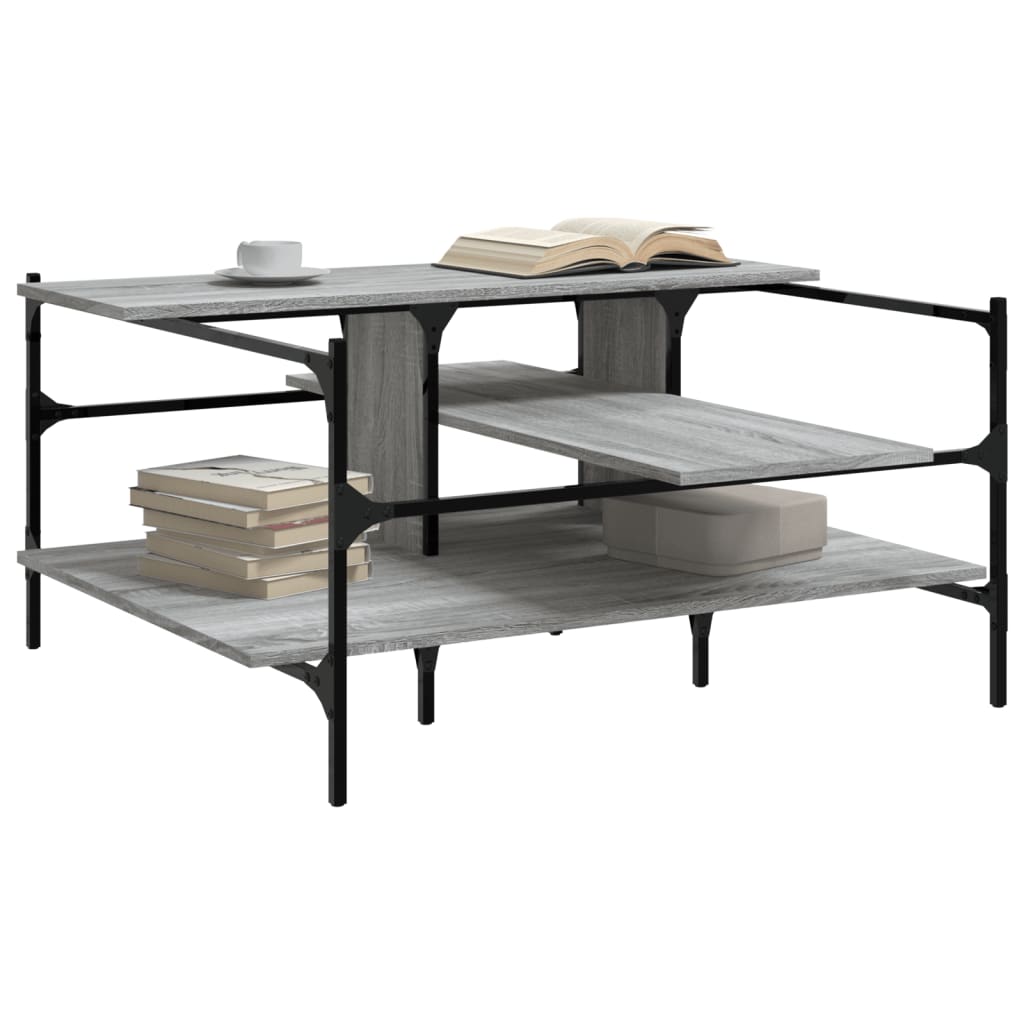 Salontafel 100x100x48,5 cm bewerkt hout grijs sonoma is nu te koop bij PeponiXL, paradijselijk wonen!
