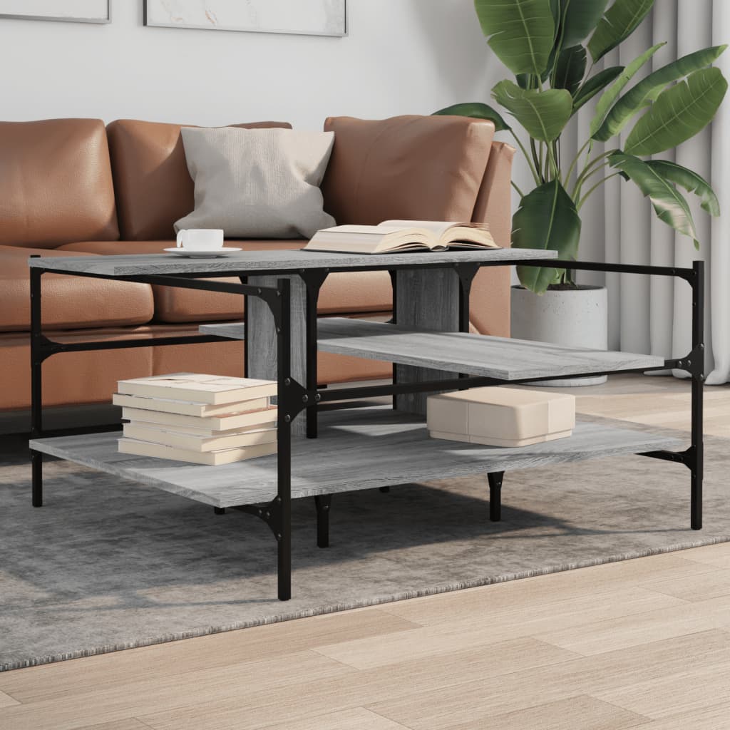Salontafel 100x100x48,5 cm bewerkt hout grijs sonoma is nu te koop bij PeponiXL, paradijselijk wonen!