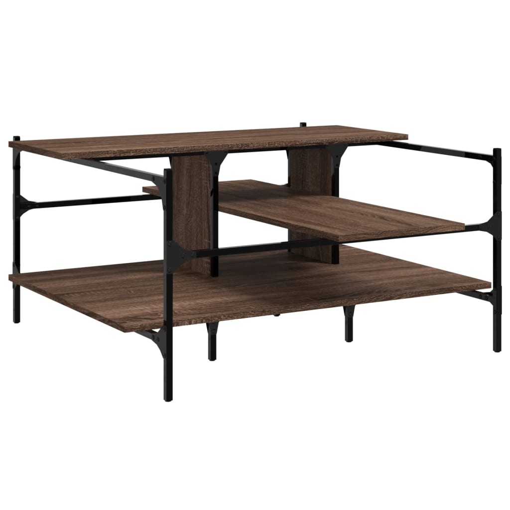 Salontafel 100x100x48,5 cm bewerkt hout bruin eikenkleur is nu te koop bij PeponiXL, paradijselijk wonen!