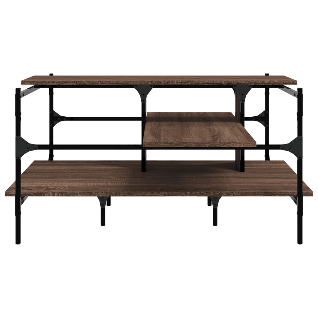 Salontafel 100x100x48,5 cm bewerkt hout bruin eikenkleur is nu te koop bij PeponiXL, paradijselijk wonen!