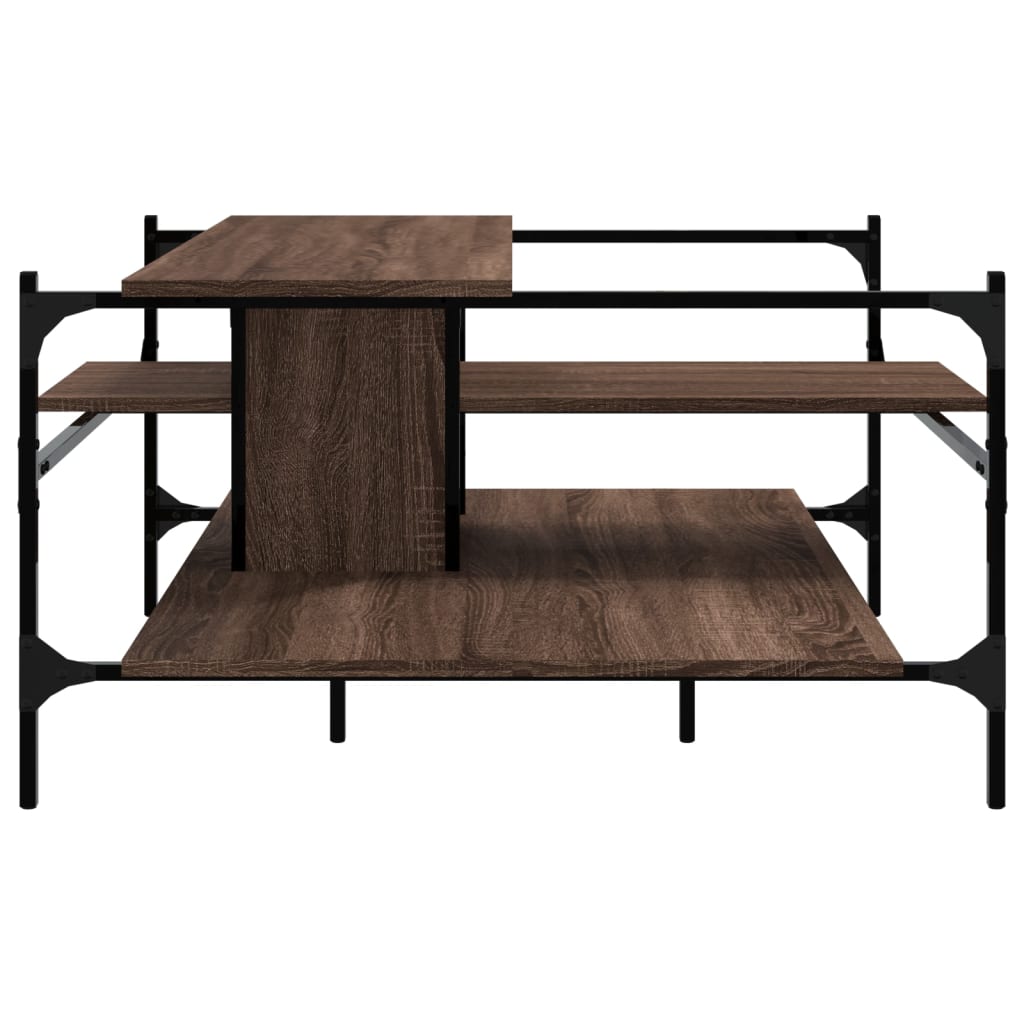 Salontafel 100x100x48,5 cm bewerkt hout bruin eikenkleur is nu te koop bij PeponiXL, paradijselijk wonen!