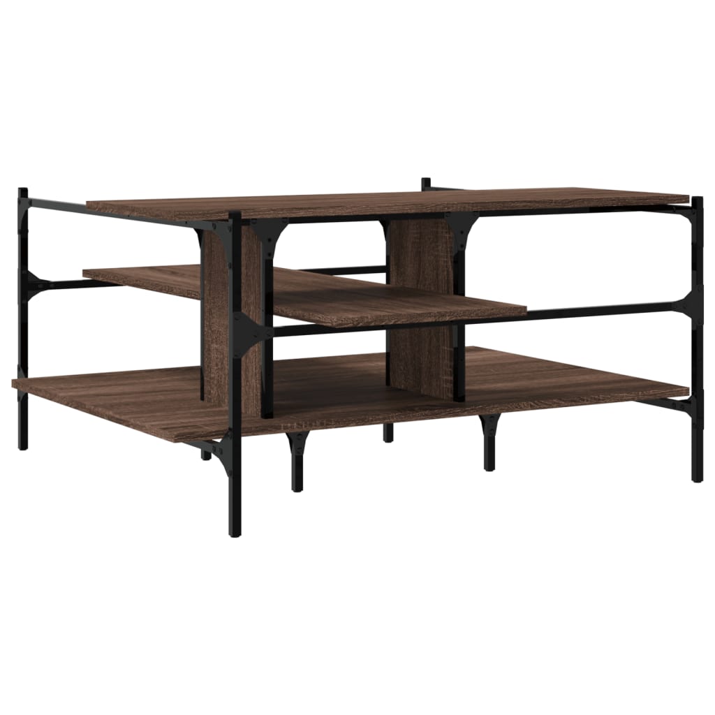 Salontafel 100x100x48,5 cm bewerkt hout bruin eikenkleur is nu te koop bij PeponiXL, paradijselijk wonen!