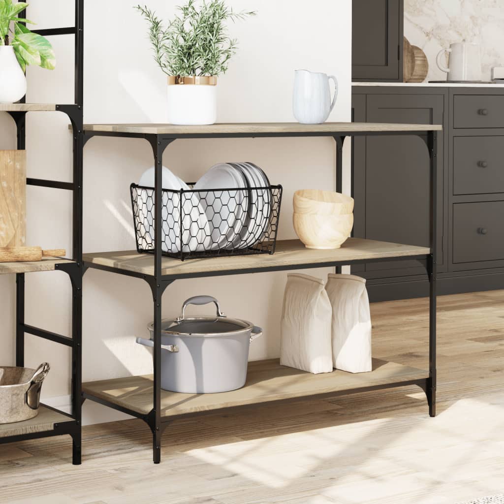 Keukentrolley 102x50x95 cm bewerkt hout sonoma eikenkleurig is nu te koop bij PeponiXL, paradijselijk wonen!