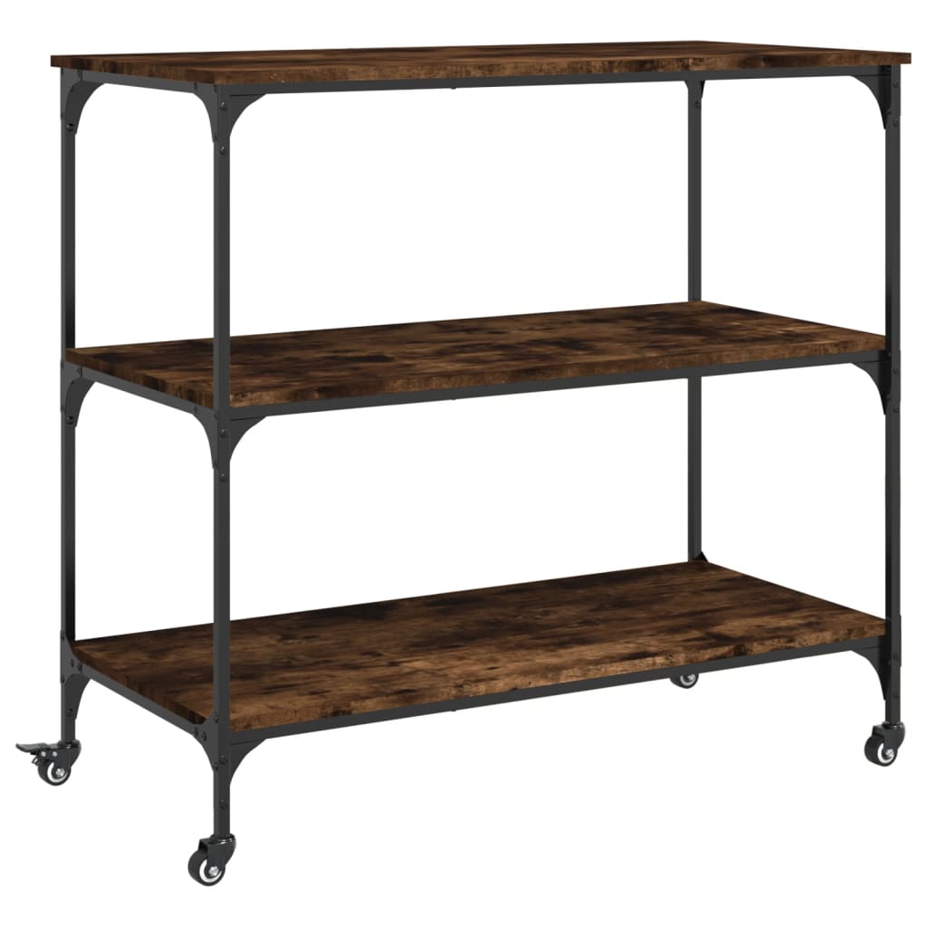 Keukentrolley 102x50x95 cm bewerkt hout gerookt eikenkleurig is nu te koop bij PeponiXL, paradijselijk wonen!
