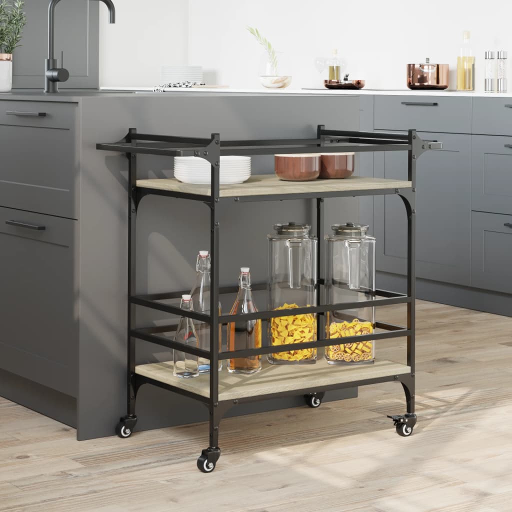 Keukentrolley 82x40x78,5 cm bewerkt hout sonoma eikenkleurig is nu te koop bij PeponiXL, paradijselijk wonen!