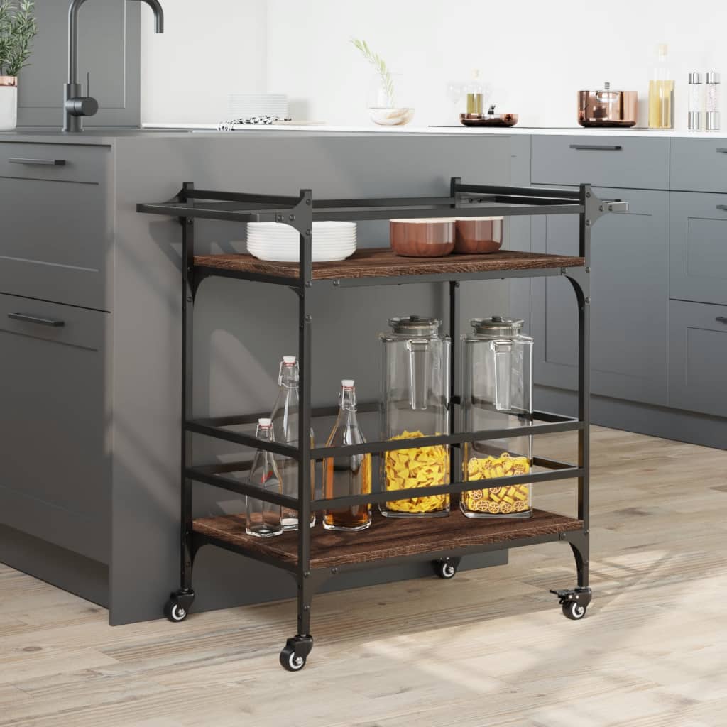Keukentrolley 82x40x78,5 cm bewerkt hout bruin eikenkleurig is nu te koop bij PeponiXL, paradijselijk wonen!
