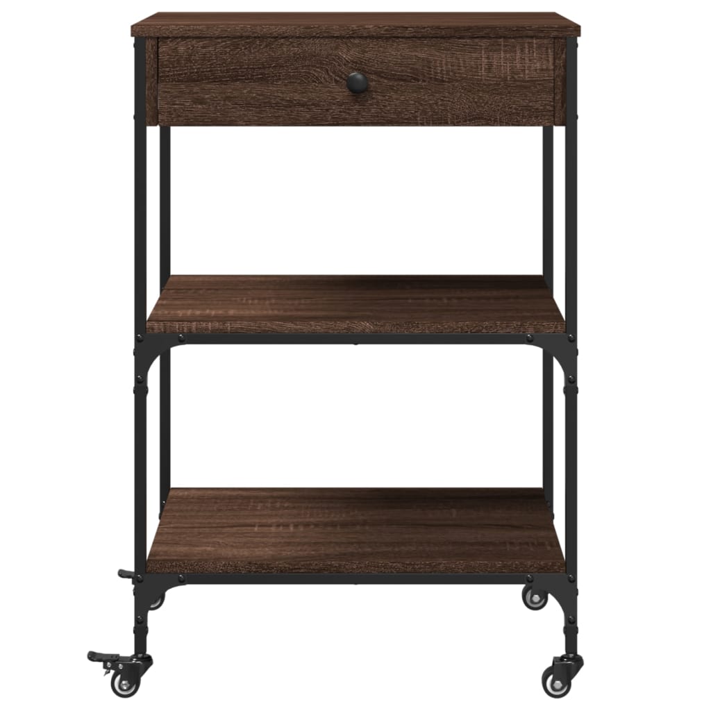 Keukentrolley 60x48x89,5 cm bewerkt hout bruin eikenkleurig is nu te koop bij PeponiXL, paradijselijk wonen!