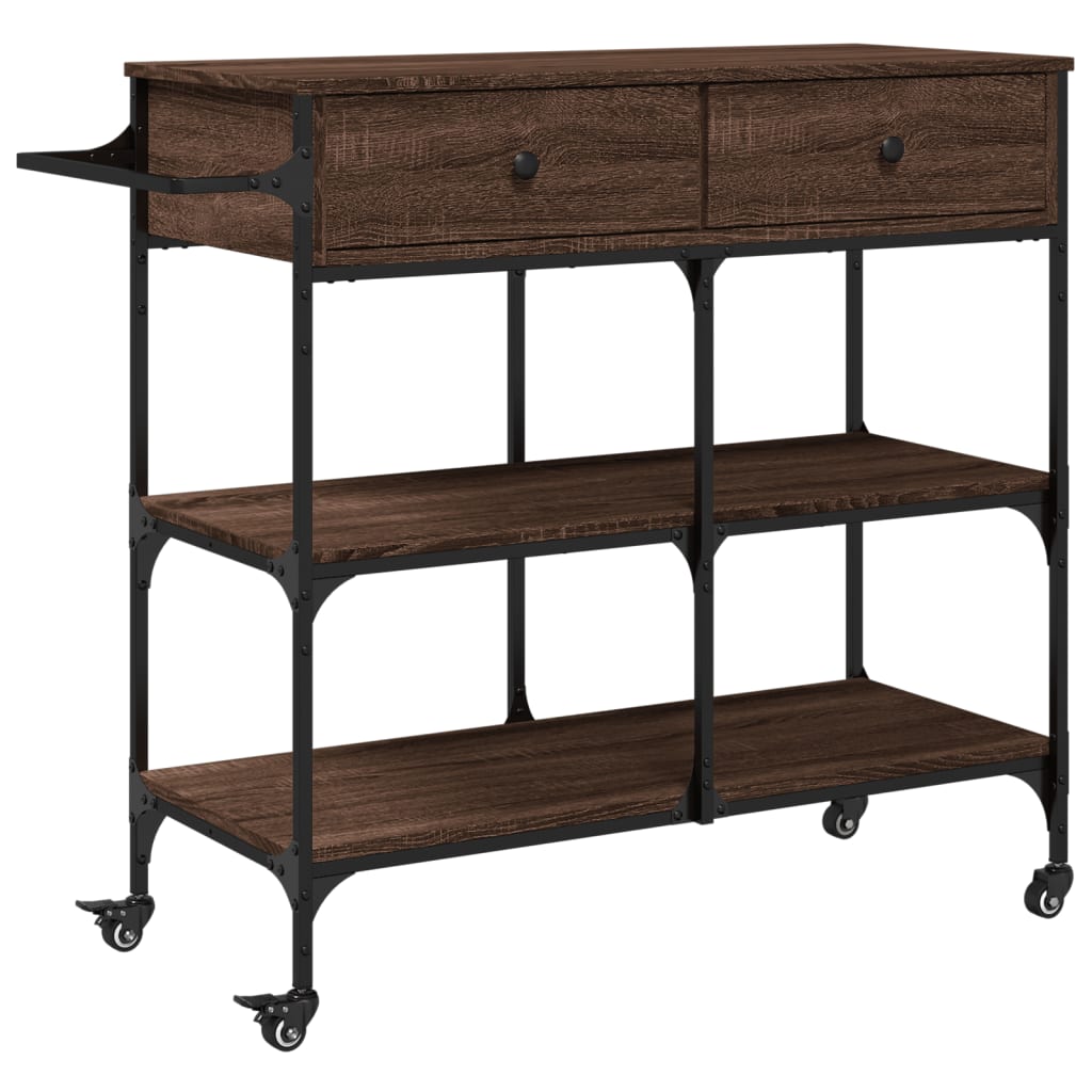Keukentrolley 105x42x95 cm bewerkt hout bruin eikenkleurig is nu te koop bij PeponiXL, paradijselijk wonen!