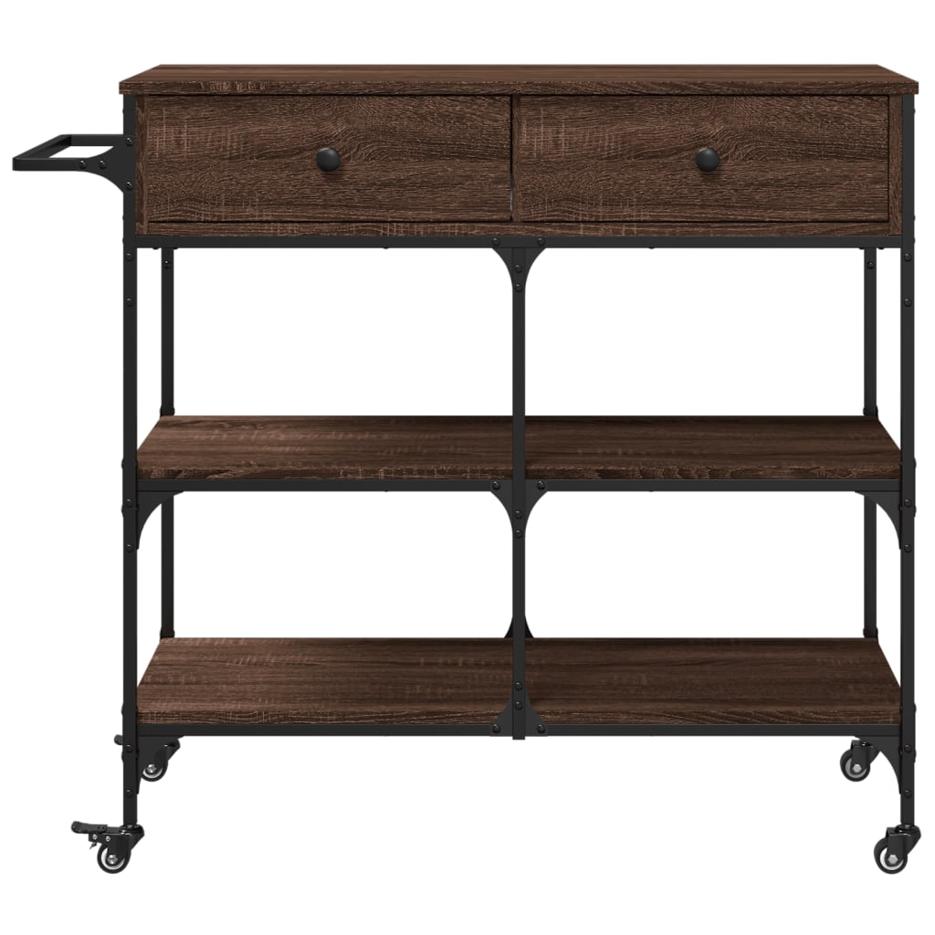 Keukentrolley 105x42x95 cm bewerkt hout bruin eikenkleurig is nu te koop bij PeponiXL, paradijselijk wonen!
