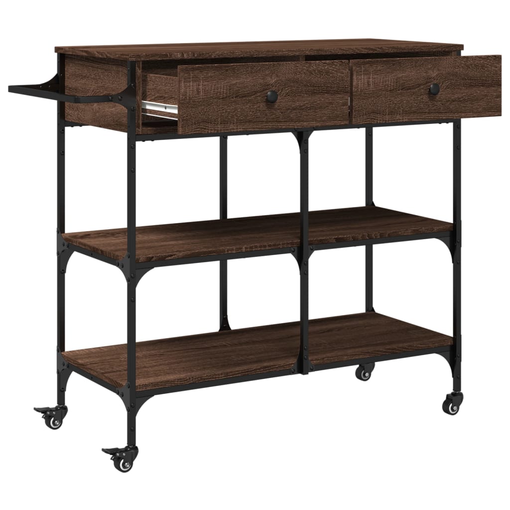 Keukentrolley 105x42x95 cm bewerkt hout bruin eikenkleurig is nu te koop bij PeponiXL, paradijselijk wonen!