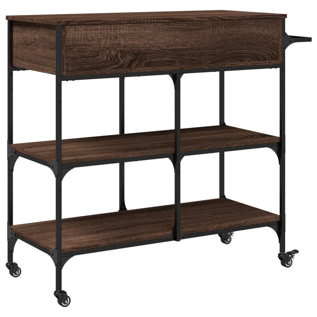 Keukentrolley 105x42x95 cm bewerkt hout bruin eikenkleurig is nu te koop bij PeponiXL, paradijselijk wonen!