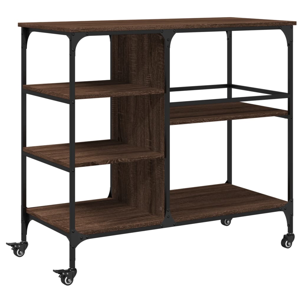 Keukentrolley 100x45x89,5 cm bewerkt hout bruin eikenkleurig is nu te koop bij PeponiXL, paradijselijk wonen!