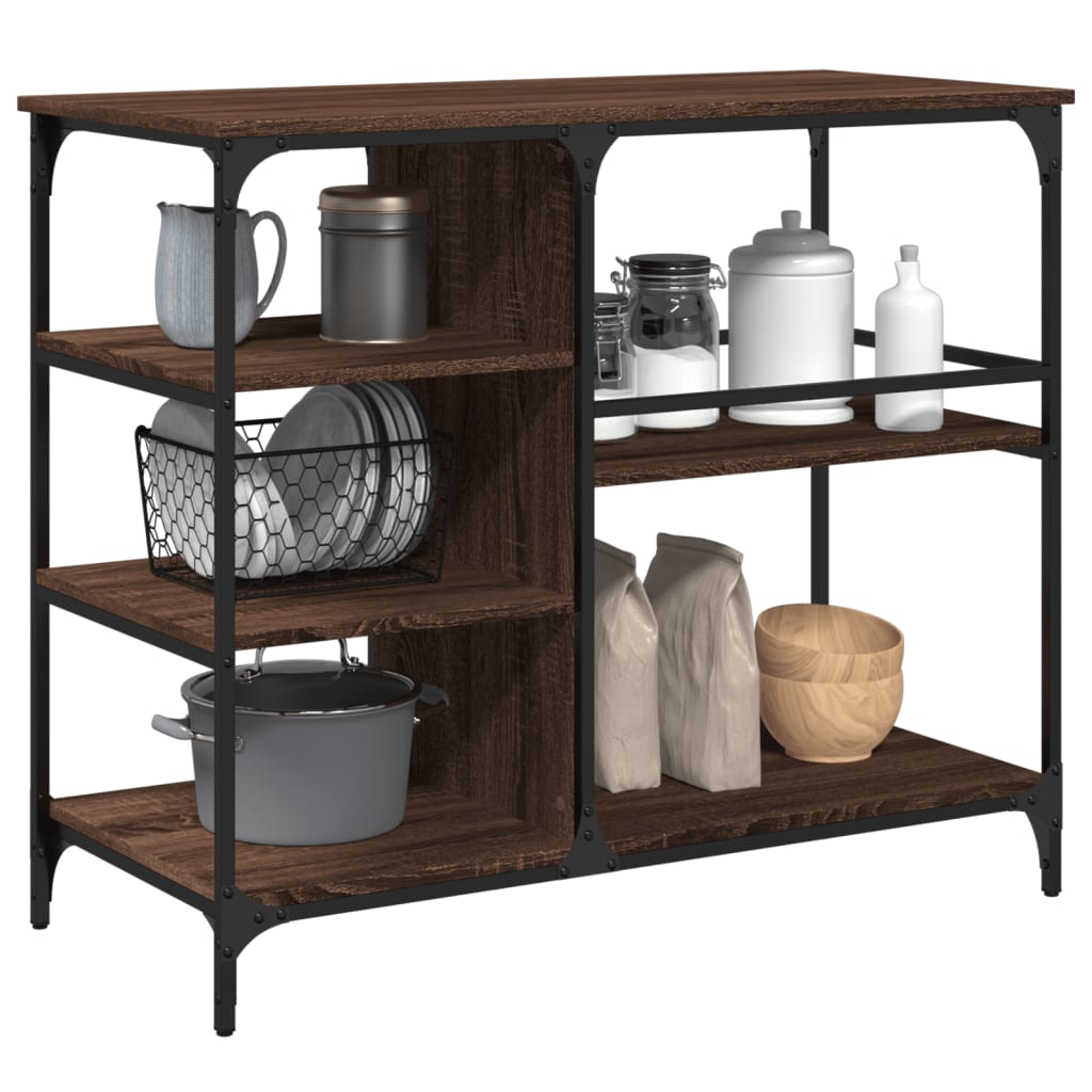Keukentrolley 100x45x89,5 cm bewerkt hout bruin eikenkleurig is nu te koop bij PeponiXL, paradijselijk wonen!