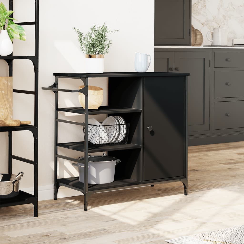 Keukentrolley 87,5x38,5x84,5 cm bewerkt hout zwart is nu te koop bij PeponiXL, paradijselijk wonen!