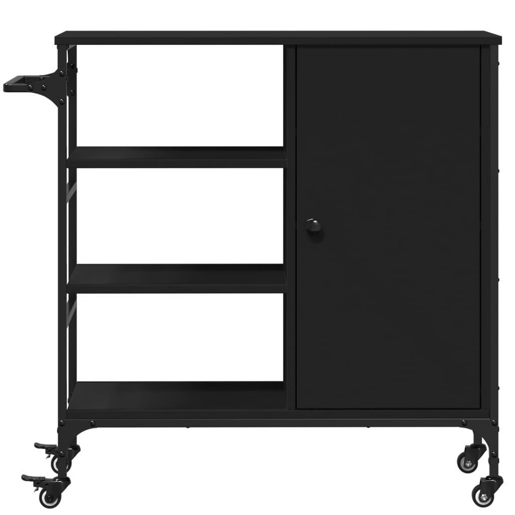 Keukentrolley 87,5x38,5x84,5 cm bewerkt hout zwart is nu te koop bij PeponiXL, paradijselijk wonen!
