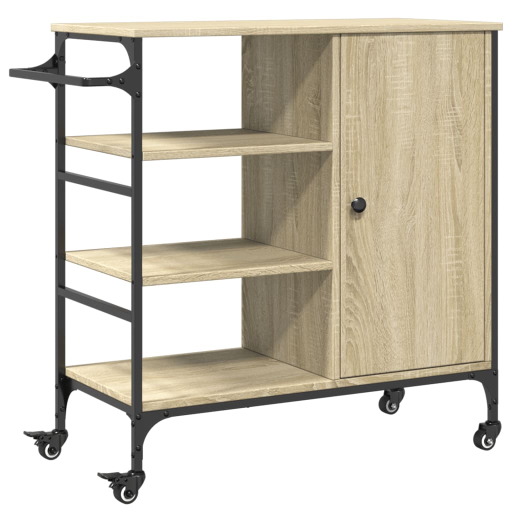 Keukentrolley 87,5x38,5x84,5 cm bewerkt hout sonoma eikenkleur is nu te koop bij PeponiXL, paradijselijk wonen!