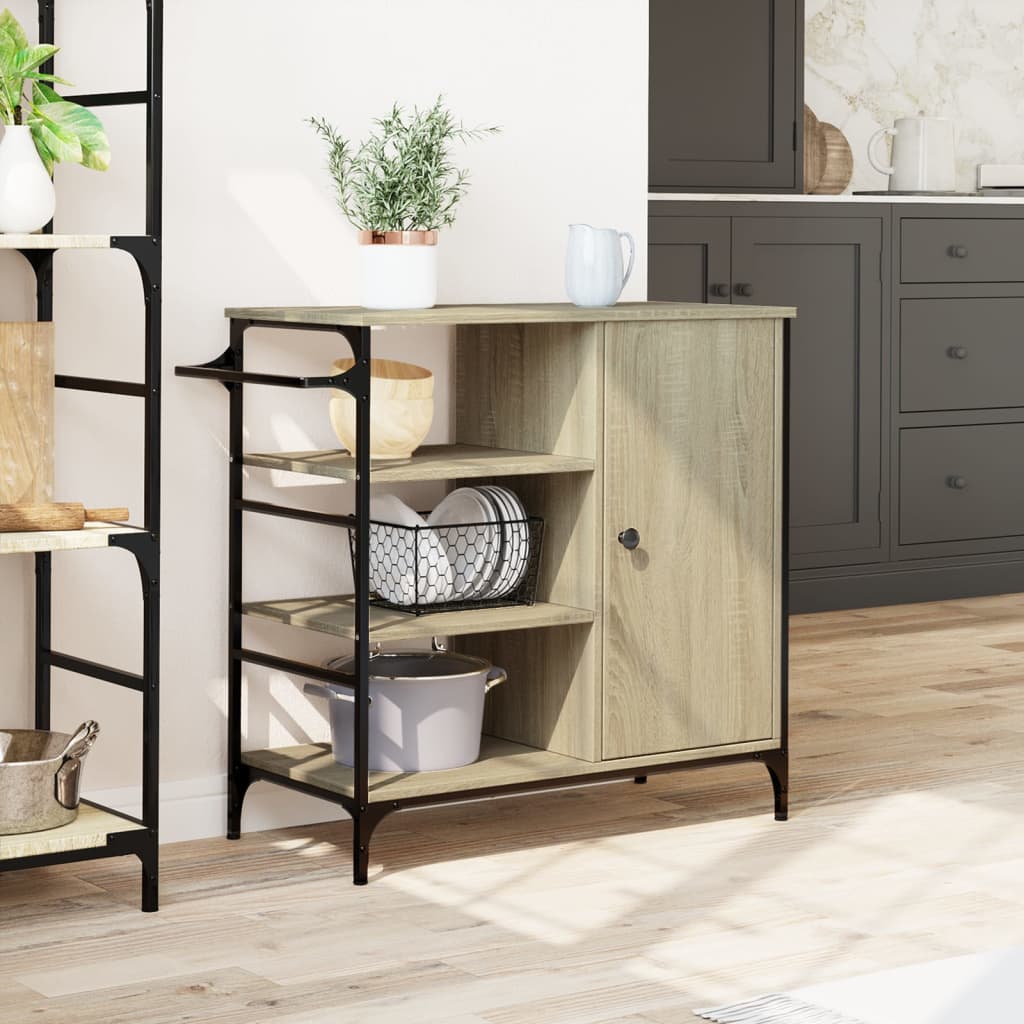 Keukentrolley 87,5x38,5x84,5 cm bewerkt hout sonoma eikenkleur is nu te koop bij PeponiXL, paradijselijk wonen!