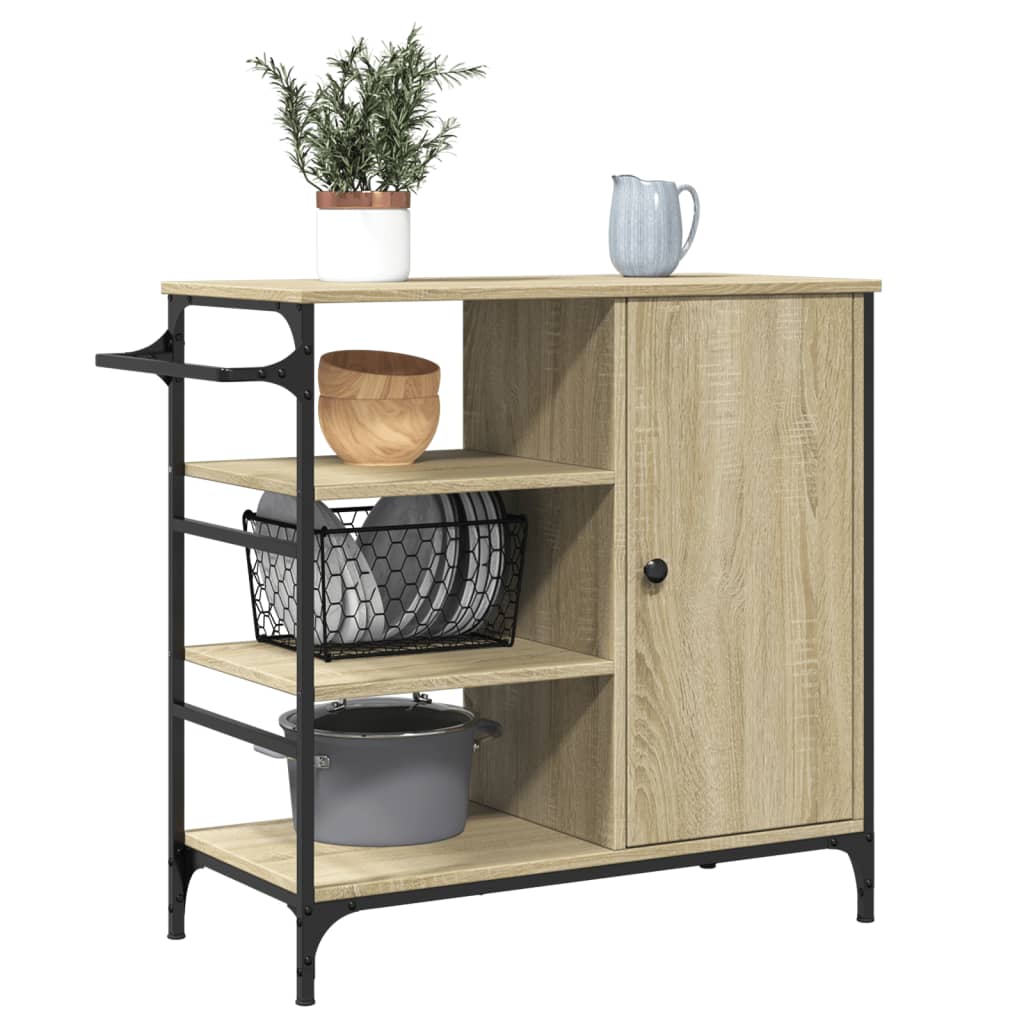 Keukentrolley 87,5x38,5x84,5 cm bewerkt hout sonoma eikenkleur is nu te koop bij PeponiXL, paradijselijk wonen!