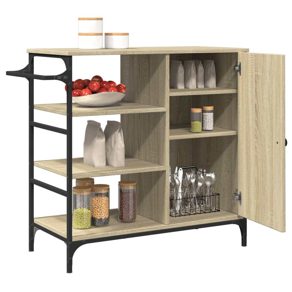 Keukentrolley 87,5x38,5x84,5 cm bewerkt hout sonoma eikenkleur is nu te koop bij PeponiXL, paradijselijk wonen!