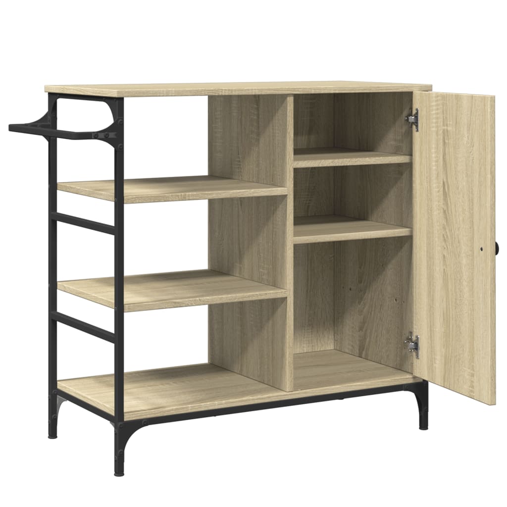Keukentrolley 87,5x38,5x84,5 cm bewerkt hout sonoma eikenkleur is nu te koop bij PeponiXL, paradijselijk wonen!